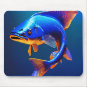 Mouse Pad | Blue Fish Logo Design | Minimalist Oce Muismat (Voorkant)