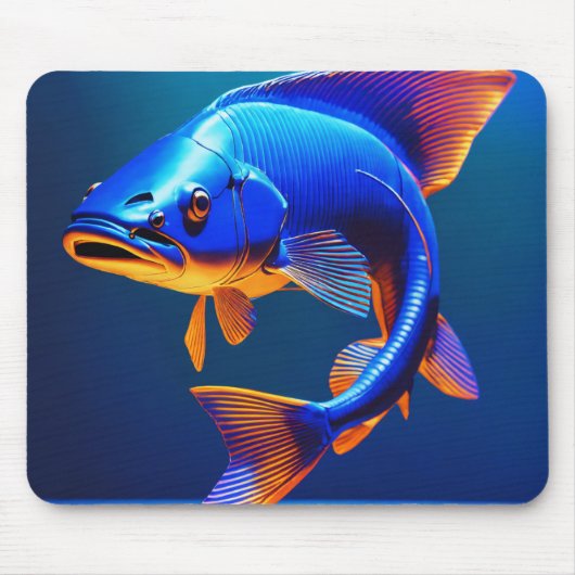 Mouse Pad | Blue Fish Logo Design | Minimalist Oce Muismat (Voorkant)