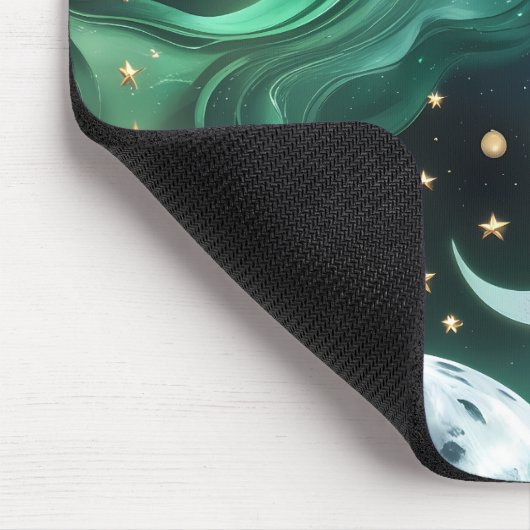 Mouse Pad - Emerald Green Celestial Moon Muismat (Hoek)