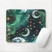 Mouse Pad - Emerald Green Celestial Moon Muismat (Met muis)