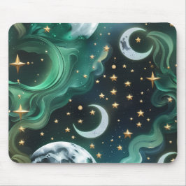 Mouse Pad - Emerald Green Celestial Moon Muismat