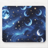 Mouse Pad – Luxury Sapphire Blue Celestial Moon Muismat (Voorkant)