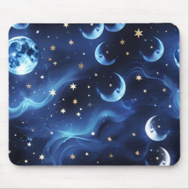 Mouse Pad – Luxury Sapphire Blue Celestial Moon Muismat