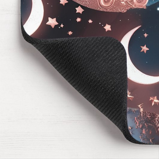 Mouse Pad - Rose Gold Celestial Moon Muismat (Hoek)