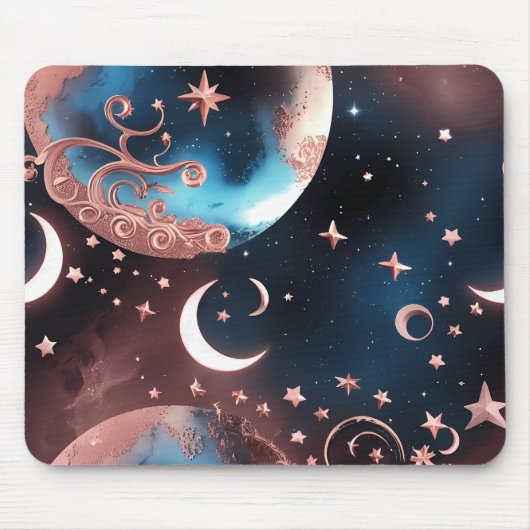 Mouse Pad - Rose Gold Celestial Moon Muismat (Voorkant)