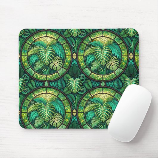 Mouse pad with a tropical leaf motif muismat (Met muis)