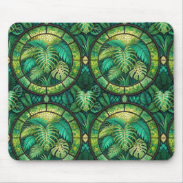 Mouse pad with a tropical leaf motif muismat
