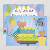 Mouse Party Birthday-uitnodigingen Kaart (Voorkant / Achterkant)
