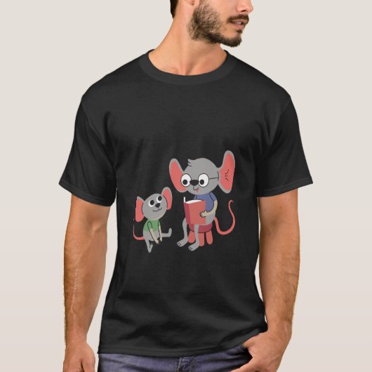 mouse rat reading learning t-shirt (Voorkant)