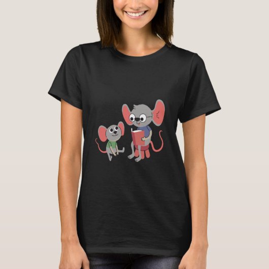 mouse rat reading learning t-shirt (Voorkant)