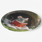 Mouse Reading a Red Book On a Blanket Papieren Bordje (Gekanteld)