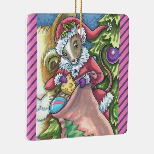 MOUSE SANTA BRENGT GOEDE KATTEN KERSTCADEAUS, Scha Keramisch Ornament (Rechts)