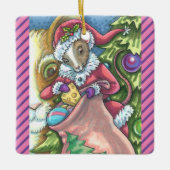 MOUSE SANTA BRENGT GOEDE KATTEN KERSTCADEAUS, Scha Keramisch Ornament (Voorkant)