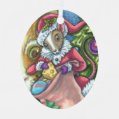 MOUSE SANTA BRENGT GOEDE KATTEN KERSTCADEAUS, Scha Metalen Ornament (Voorkant)