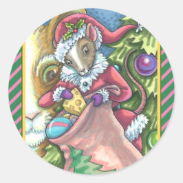 MOUSE SANTA BRENGT GOEDE KATTEN KERSTCADEAUS, Scha Ronde Sticker