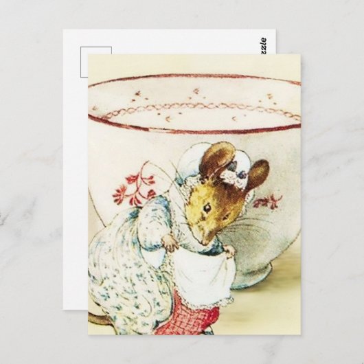 "Mouse Seamstress and Teacup" by Beatrix Potter Briefkaart (Voorkant / Achterkant)