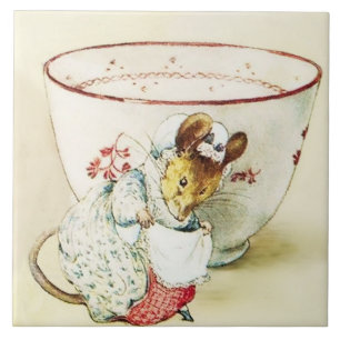 "Mouse Seamstress and Teacup" by Beatrix Potter Tegeltje