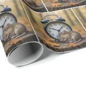 Mouse Sleeping By an Alarm Clock Cadeaupapier (Rol Hoek)