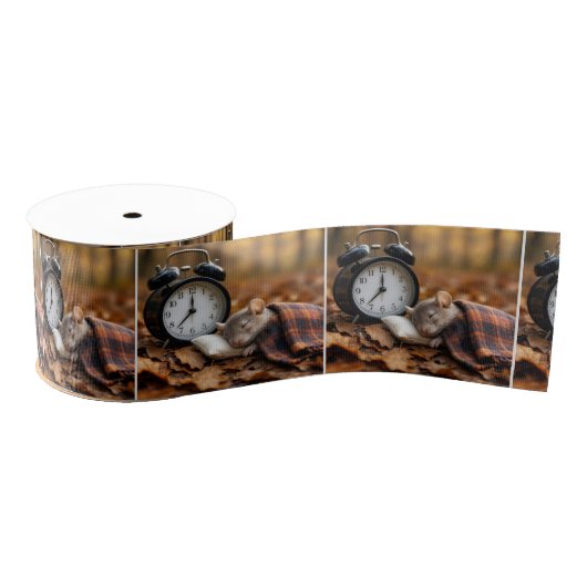 Mouse Sleeping By an Alarm Clock Grosgrain Lint (Spoel)