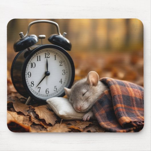 Mouse Sleeping By an Alarm Clock Muismat (Voorkant)
