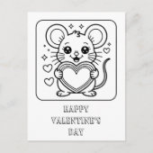 Mouse Valentine’s Day Coloring for Students Briefkaart (Voorkant)