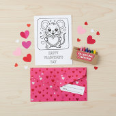 Mouse Valentine’s Day Coloring for Students Briefkaart