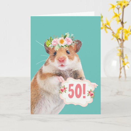 Mouse, vijftig jaar en vruchtbare dag kaart (Gele Bloem)