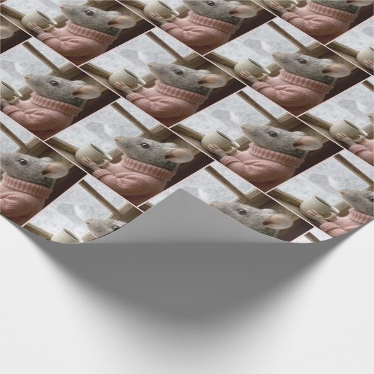 Mouse With a Cup of Coffee Cadeaupapier (Hoek)