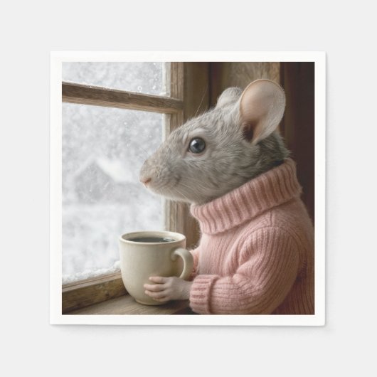 Mouse With a Cup of Coffee Servet (Voorkant)