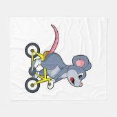 Mouse with Bicycle Fleece Deken (Voorkant (Horizontaal))