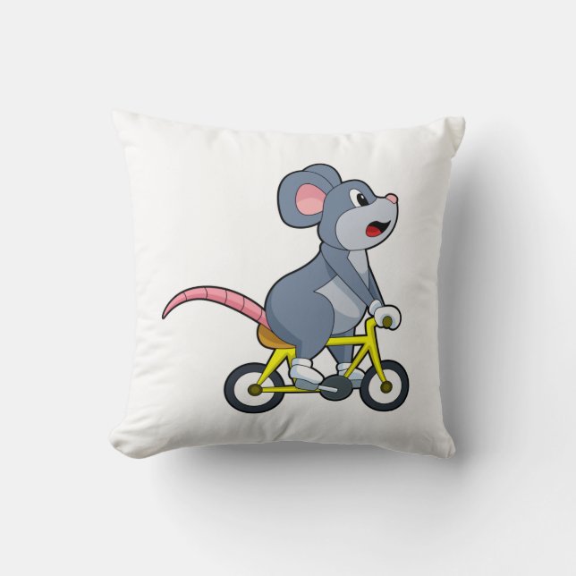 Mouse with Bicycle Kussen (Voorkant)