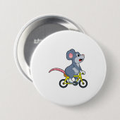 Mouse with Bicycle Ronde Button 7,6 Cm (Voorkant /achterkant)