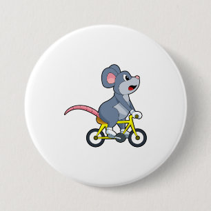 Mouse with Bicycle Ronde Button 7,6 Cm