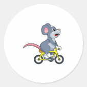 Mouse with Bicycle Ronde Sticker (Voorkant)