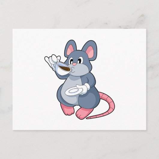 Mouse with Coffee Cup Briefkaart (Voorkant)