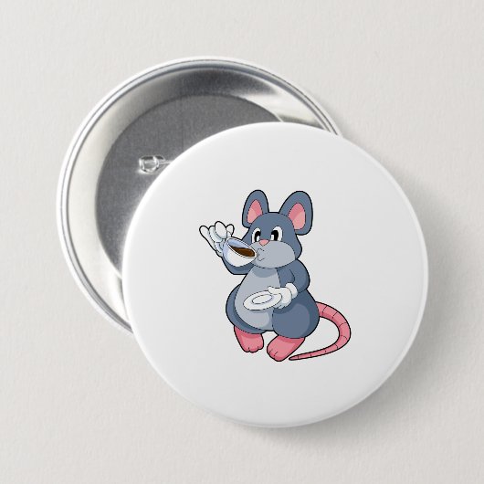 Mouse with Coffee Cup Ronde Button 7,6 Cm (Voorkant /achterkant)