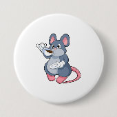 Mouse with Coffee Cup Ronde Button 7,6 Cm (Voorkant)
