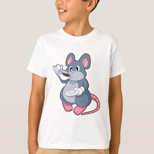Mouse with Coffee Cup T-shirt (Voorkant)