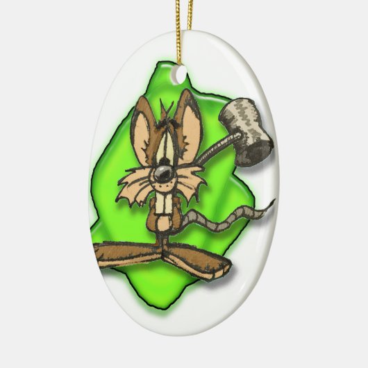 Mouse with Hammer Keramisch Ornament (Links)