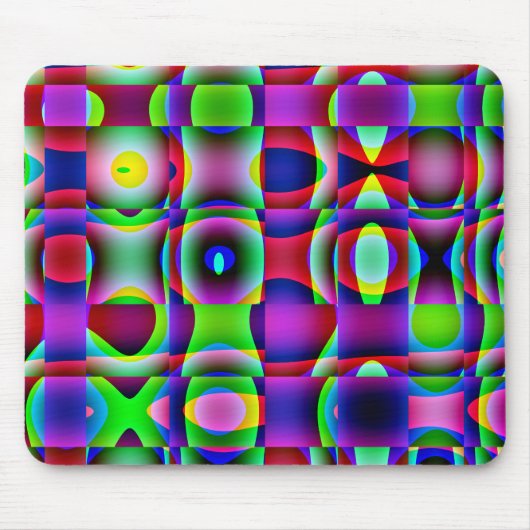 Mousemat Abstract Trippy Squares, Psychedelic Muismat (Voorkant)