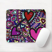 Mousemat, Abstracte Doodle Art Hearts Muismat (Met muis)