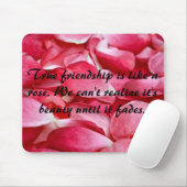 Mousemat Horizontal — Roos Petal Frienship Quote Muismat (Met muis)