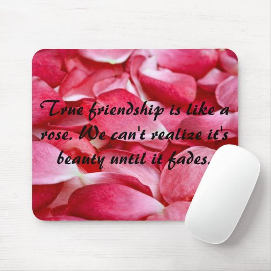 Mousemat Horizontal — Roos Petal Frienship Quote Muismat (Met muis)