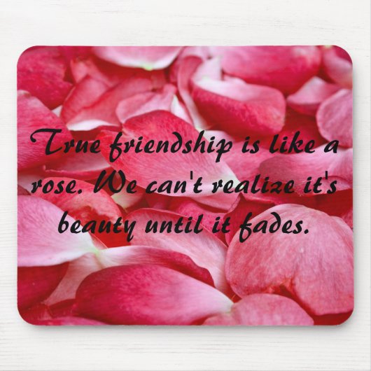 Mousemat Horizontal — Roos Petal Frienship Quote Muismat (Voorkant)