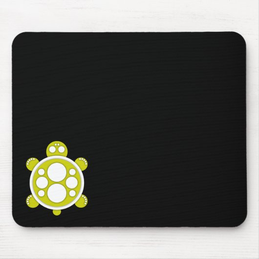 Mousemat, ronde schildpad, geel zwart muismat (Voorkant)