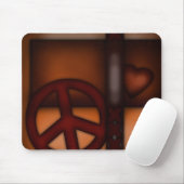 Mousemat, Rustic Heart en Peace Sign. Muismat (Met muis)