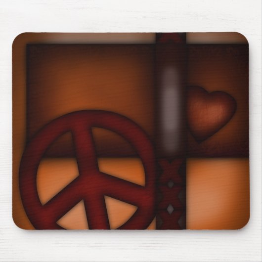 Mousemat, Rustic Heart en Peace Sign. Muismat (Voorkant)