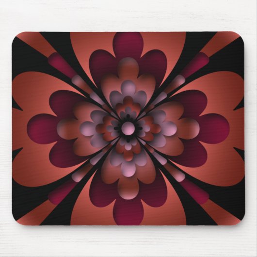 Mousemat, Zen Flower, Dark Peach Red Oranje Roze Muismat (Voorkant)