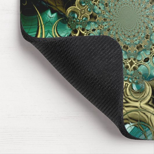 Mousepad Abstract Art Metal Gold Blauwgroen Glass  Muismat (Hoek)