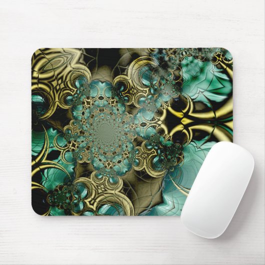 Mousepad Abstract Art Metal Gold Blauwgroen Glass  Muismat (Met muis)